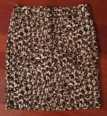 Falda lápiz elástica forrada con estampado de leopardo MERONA ~ Talla 2 ~ Excelente estado Foto 1 de 3