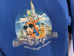 Felpa con cappuccio e zip vintage Walt Disney World blu piccola manica lunga tasche Topolino - Foto 1 di 9