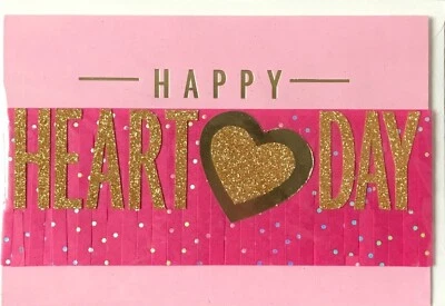 Hallmark Signature Valentine's Day Card Gold Happy Heart Day - Image 1 of 2