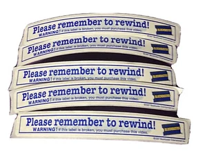 Blockbuster VHS Sticker Please Remember to Rewind Vintage Authentic Lot of 5 - Picture 1 of 4