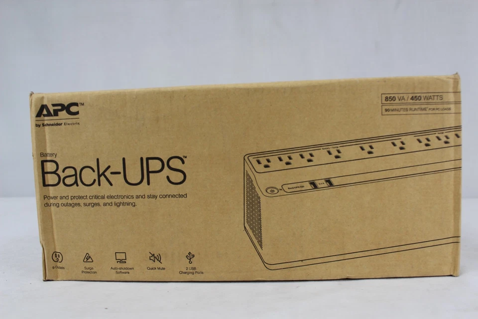 APC Back-UPS BE850M2 850VA / 450 WATTS, 2 USB Ports w Original Box - Image 1 of 4