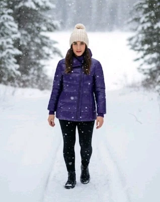 Jaqueta Vero Moda clássica acolchoada roxa botão de alternância xale colarinho tamanho 10  - Imagem 1 de 4