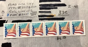 NANEE-B) BRIEFMARKEN#3280 SPULENLINIE VON 6MOGNH-FLAGGE ÜBER STADT,PLT#2222,1999,33C,LT Z41 - Bild 1 von 2