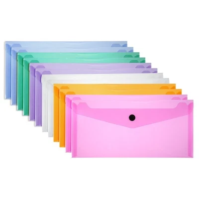 12 Pack A6 Plastic Expanding File Folders with Snap Closure, 6 Colors - Изображение 1 из 4