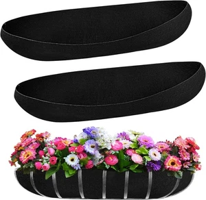 2PCS 36 Inch Window Box Liner Fabric Planter Basket 36Inch, Black - Picture 1 of 7