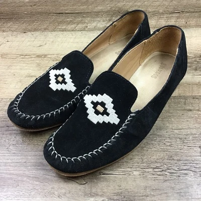 Mocasines sin cordones Soludos para mujer talla 8 negros bordados Foto 1 de 4