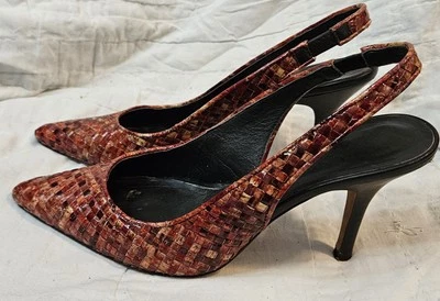 Donald J Pliner красный бордовый сплетенный кожаный носок слинга каблуки размер 7,5 - Изображение 1 из 4