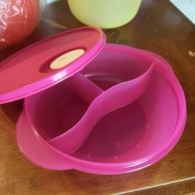 Tupperware Crystalwave Tazón para microondas Plato dividido Plato de almuerzo Rosa 825 ml Foto 1 de 4