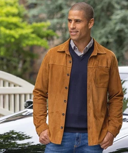 New Men Brown Pure Suede Genuine Leather Jacket Men Trucker Classic Shirt - Picture 1 of 10