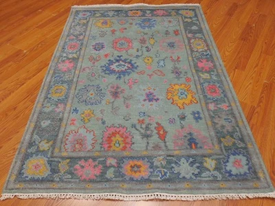 Turkish Oushak Rug,Modern Multicolored Area Rug,Handmade Bohemian Rug 4x6 Ft - Image 1 of 4