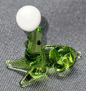 Green Glass Blown Seal With Ball On Nose - Picture 1 of 6