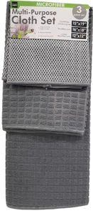 3pc Kitchen Textured Microfiber Set: Drying Mat,Towel,Dishcloth, GREY COLOR, AAC - Bild 1 von 10