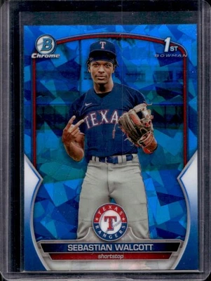 2023 Bowman Chrome Sapphire Sebastian Walcott 1st Prospect #BCP-189 Rangers - Image 1 of 2