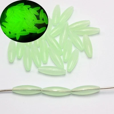 120 Acrylic Luminous Oval Tube Beads 19X6mm Glow In The Dark Craft DIY - Image 1 of 4