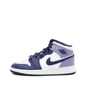 Nike Damen Air Jordan 1 Mid Schuh Lila Weiß Leder Hoher Schaft Sneaker EU 37.5 - Bild 1 von 9