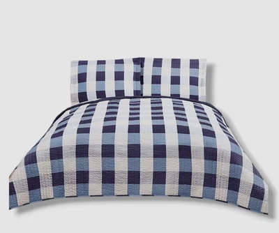 Truly Soft Blue Everyday Buffalo Plaid King Comforter Quilt Mini Set - Image 1 of 3