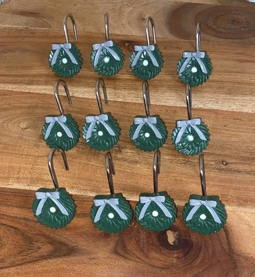 Guirnalda de invierno 12 piezas ganchos para cortina de ducha decoración navideña Foto 1 de 2