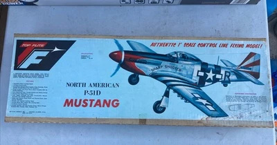 Vtg Top Flite North American P-51D Mustang Radio Control Line Kit Complete - Image 1 of 4