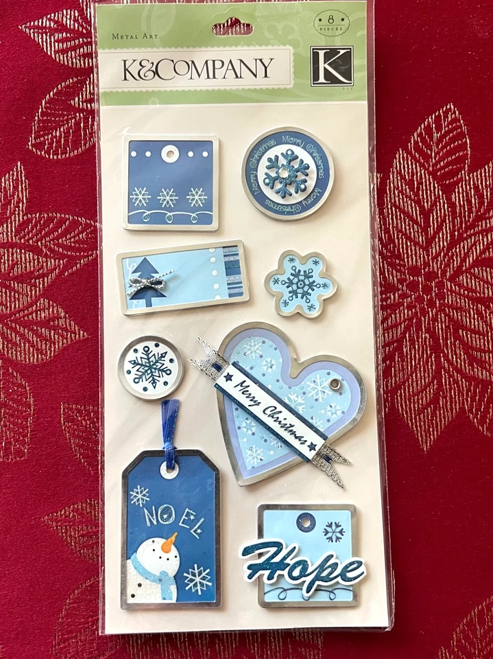 K & COMPANY FELIZ NAVIDAD ETIQUETAS METÁLICAS AZULES - ENVÍO GRATUITO Foto 1 de 1