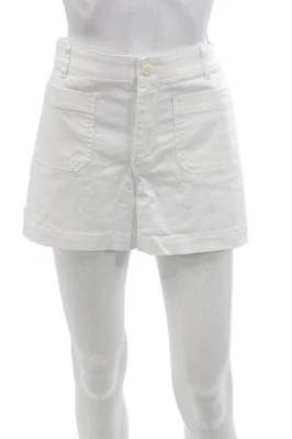 J Crew Womens Cotton Button Zip Lined Cuff Bottom Casual Shorts White Size 10 - Image 1 of 4