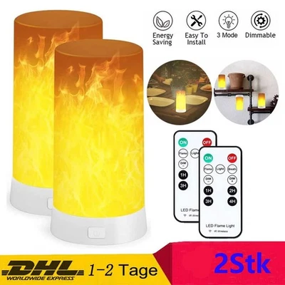 2 Stück LED Licht Fackel Feuer Lampe Flammen Effekt Flacker Mit Fernbedienung - Bild 1 von 4