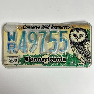 Pennsylvania Conserve Wild Resources Eule WR49755 Nummernschild 2-08 Aufkleber - Bild 1 von 2