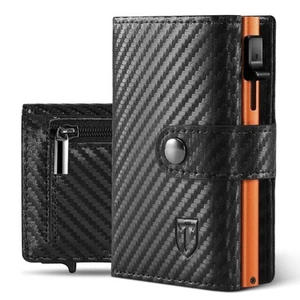 Tomylv Portafoglio Uomo Slim RFID Blocking Fibra di Carbonio Porta Carte di - Foto 1 di 12
