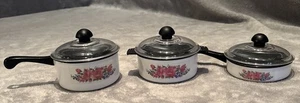 Lote de 3 ollas y sartenes de cocina vintage Play Finging sartén juguete tono rosa - Imagen 1 de 6