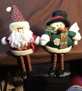 Merry Bright, sitting Santa and snowman.CH4 - Picture 1 of 2