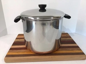 VINTAGE REVERE WARE KUPFERBODEN HOCH 8 QUART SUPPENTOPF MIT DECKEL USA - Bild 1 von 10