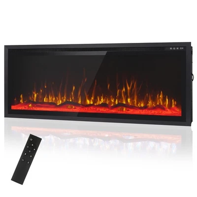 Upgrade 50'' Electric Fireplace Ultra Thin Place Heater Wall Mounted Recessed - Image 1 of 4