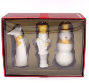 Starbucks Weihnachtsschmuck 3er Set Fuchs Nussknacker Schneemann mit Goldrand 3" - Bild 1 von 5