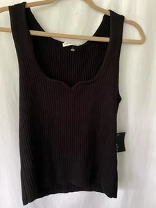 Avec Les Filles Women’s Large Black Thick Ribbed Sweater Tank Top - Picture 1 of 8