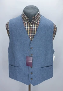 Brook Taverner Moon Tweed Blue Waistcoat Mens Size 48" R, 122 cms Pure New Wool - Picture 1 of 23