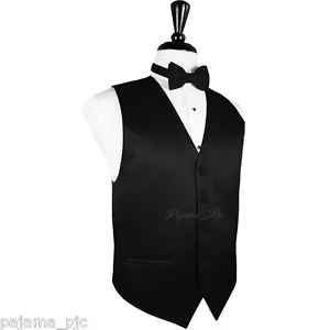 Men's Vest Waistcoat and Butterfly Bow Tie Suit or Tuxedo Wedding Party Black - Picture 1 of 3