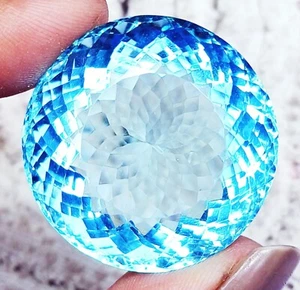 88.50+ Ct Sky Blue Color Aquamarine Gemstone Top Quality Round Loose Gemstone - Picture 1 of 10