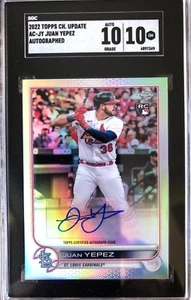 2022 Topps Chrome Update JUAN YEPEZ Rookie Autograph RC #AC-JY SGC 10/Auto 10 - Picture 1 of 2