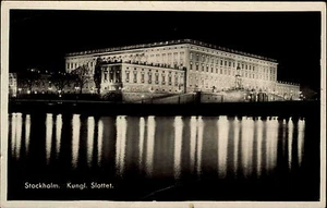 Stoccolma Svezia 1952 Castello Reale Slottet Notte supplemento timbro - Foto 1 di 2