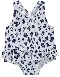 Infant Baby Girl One-Piece Swimsuit Ruffle Halter Strap Leopard Bathing Suit - Picture 1 of 1