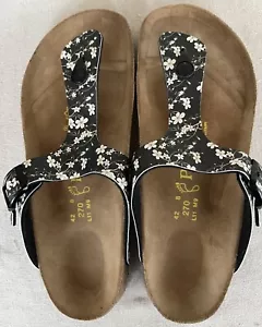 Papillio Birkenstock Gizeh schwarz/weiß Floral Magnolia Deutschland 42 L-11 M-9 gebraucht, in einwandfreiem Zustand - Bild 1 von 7