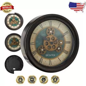 12.8-Inch Rustic Industrial Motion Wall Clock in Aged Black with Roman Numerals - Picture 1 of 7