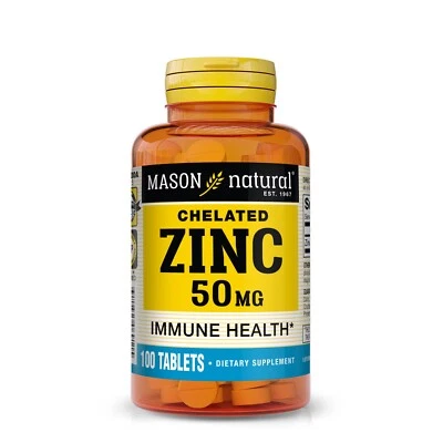 Mason Natural Zinc 50 mg - Función Mejorada del Sistema Inmune, 100 Comprimidos Foto 1 de 4