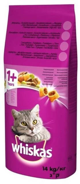 Whiskas 1+ Adult Rind und Karotte Trockenfutter für Katzen - 14kg