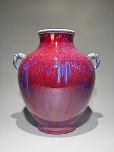 Hermoso jarrón de porcelana esmalte rojo de la dinastía Qing china G - Imagen 1 de 9