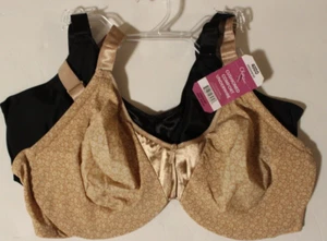 Olga Warners Women Bra 2-Pk Set Cushioned Underwire 5006R Cream/Black 40DD $88 - Picture 1 of 1