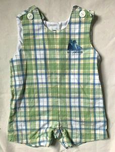 Boy's Player's Design Size 18 Months - Green Blue Plaid Jumper Shorts - CP - Picture 1 of 4