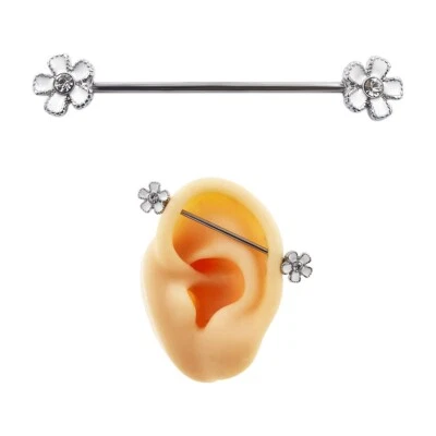 PTOP Flor Industrial Barra Piercing Cartílago Pendiente Joyería Corporal 14G 38mm Foto 1 de 4