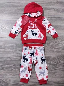 Christmas Outfit 3-6 Months Baby Boys Girls Lightweight Hoodie Pants Xmas Set - Picture 1 of 6