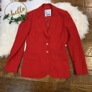 Moschino Cheap and Chic Red Blazer Red Flower Buttons Size 10 Italy - Picture 1 of 10