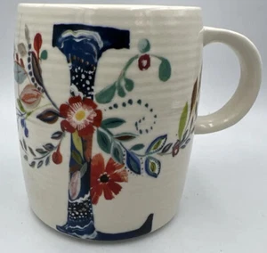 Starla M Halfmann L Monogram Mug Flowers Anthropologie - Picture 1 of 6